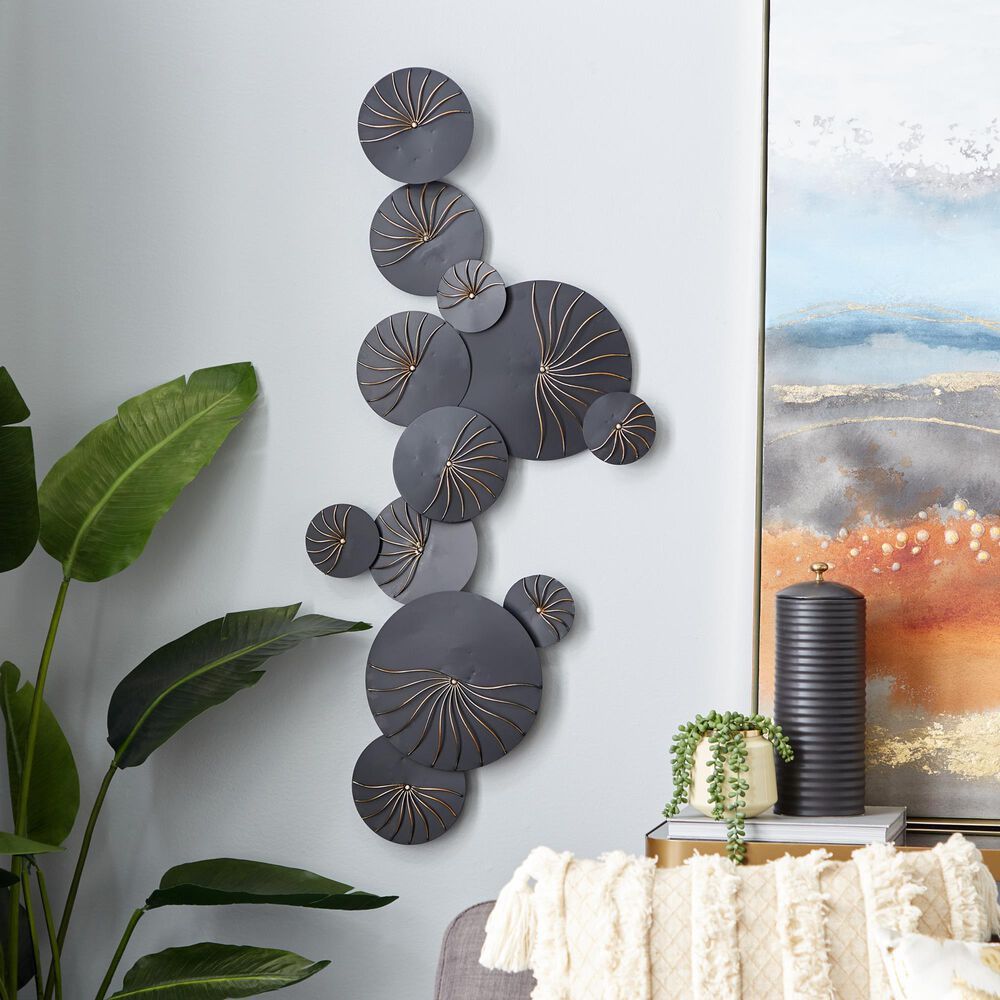 Maple and Jade 20&quot; x 42&quot; Abstract Wall Decor in Black and Gold, , large