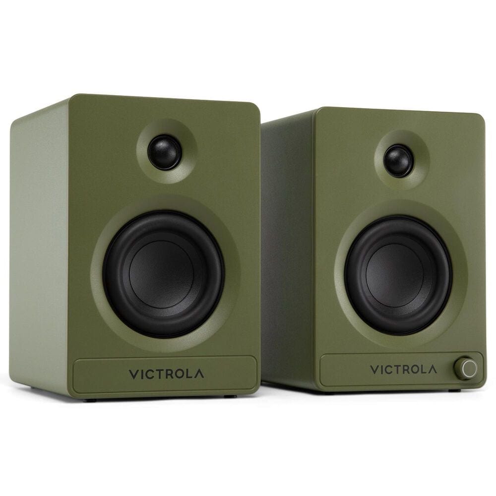 Victrola Tempo Bluetooth Bookshelf Speaker in Matte Green (Pair), , large