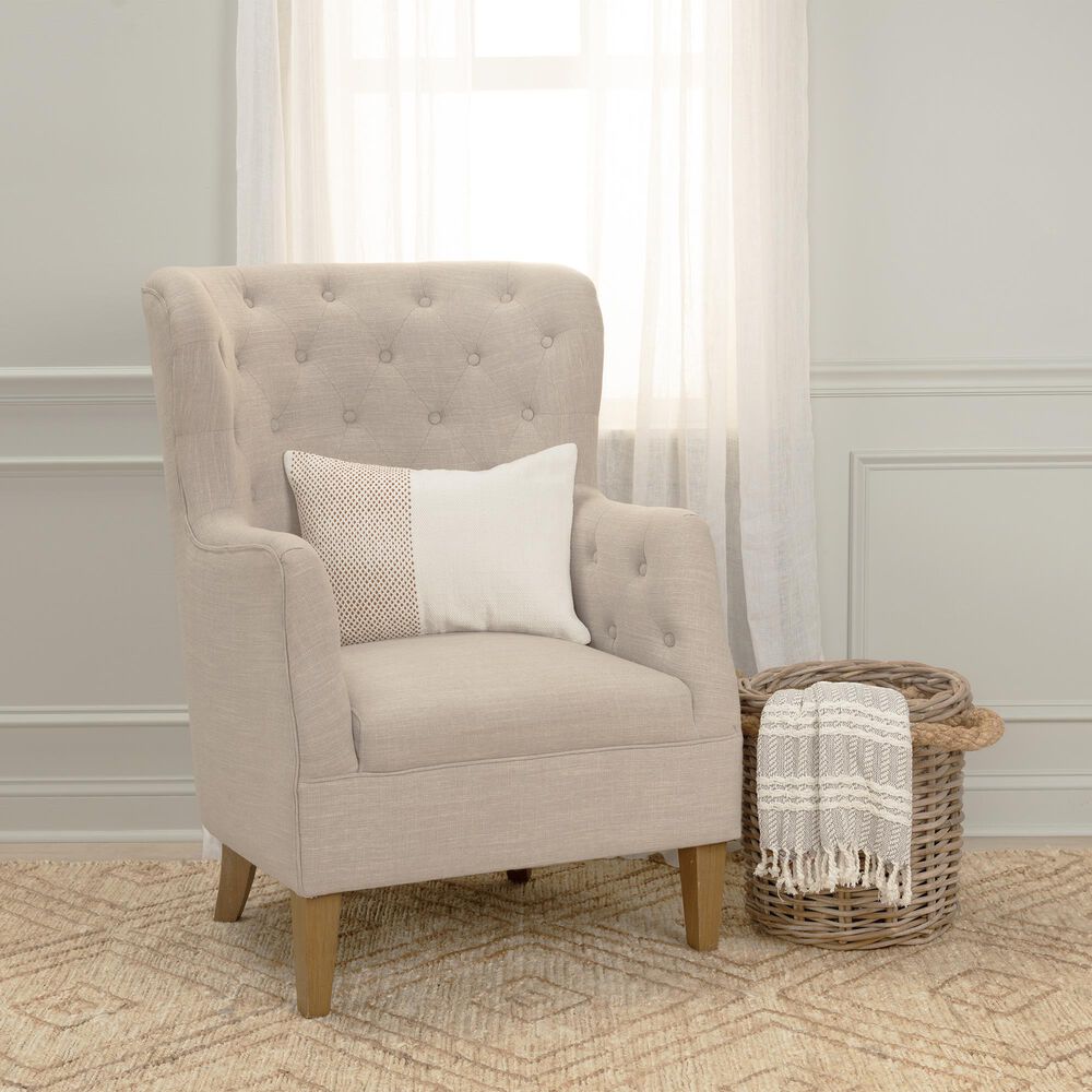 Rizzy Home 14&quot; x 20&quot; Solid Down Filled Lumbar Pillow in Natural and Camel, , large