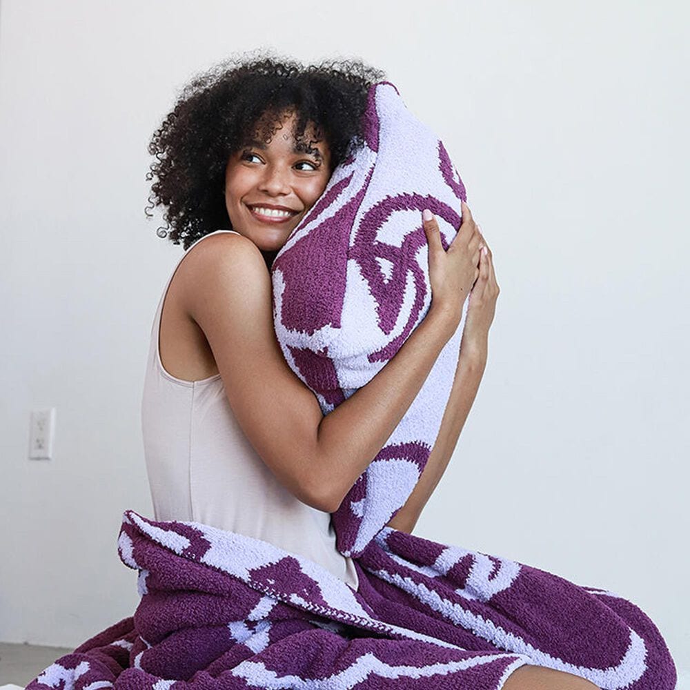 Sunday Citizen Faces 20&quot; Square Throw Pillow in Grape and Lavender, , large