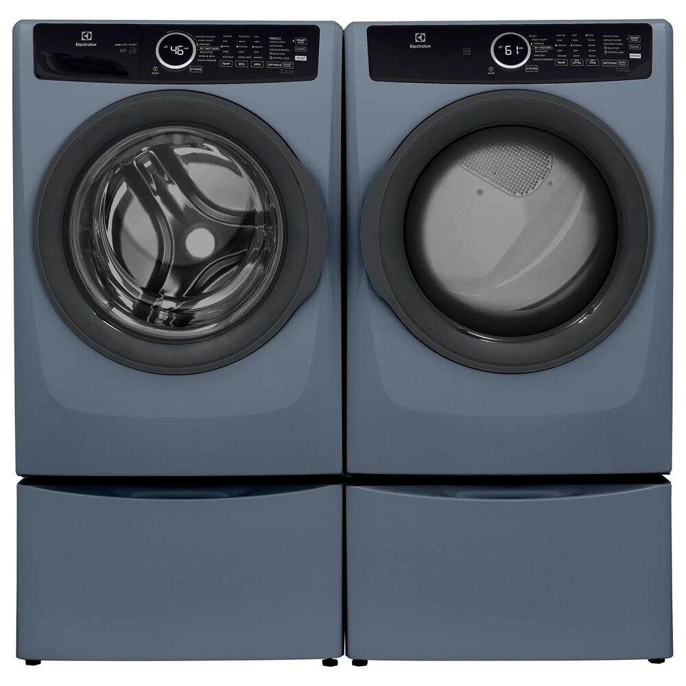Electrolux 400 Series 4.5 Cu. Ft. Front Load Washer and 8 Cu. Ft. Gas Dryer Laundry Pair with Two Pedestal Storage Drawers in Denim Blue, , large