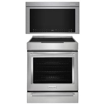 KitchenAid 2-Piece Kitchen Package with 6.4 Cu. Ft. Slide-In 4-Element Electric Range and 1.1 Cu. Ft. Over-The-Range Microwave Oven in Stainless Steel, , large