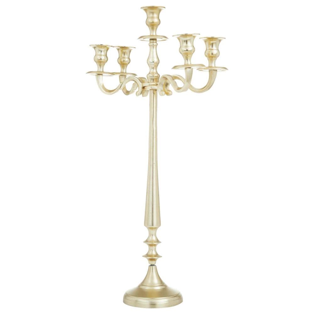 Maple and Jade Tapered 5-Plate Candelabra in Polished Gold, , large