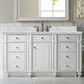 James Martin Vanities Bristol 60" Single Bathroom Vanity in Bright White with 3 cm Carrara White Marble Top and Rectangular Sink, , large