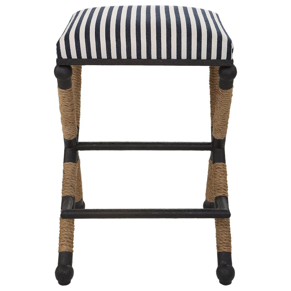 Uttermost Braddock Counter Stool in Navy and Cream, , large