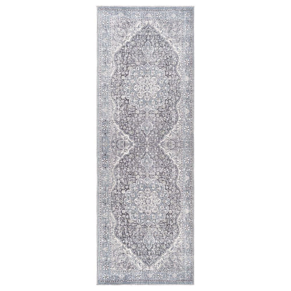 Surya Colin 2"7" x 7"3" Light Blue, Medium Green, Gray, Charcoal, Tan and Cream Runner, , large