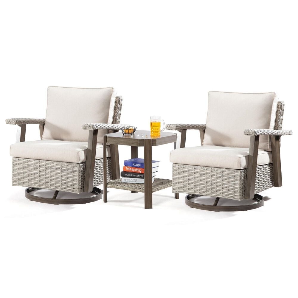 Sunwell Garden 3-Piece Patio Chat Set in Beige, , large