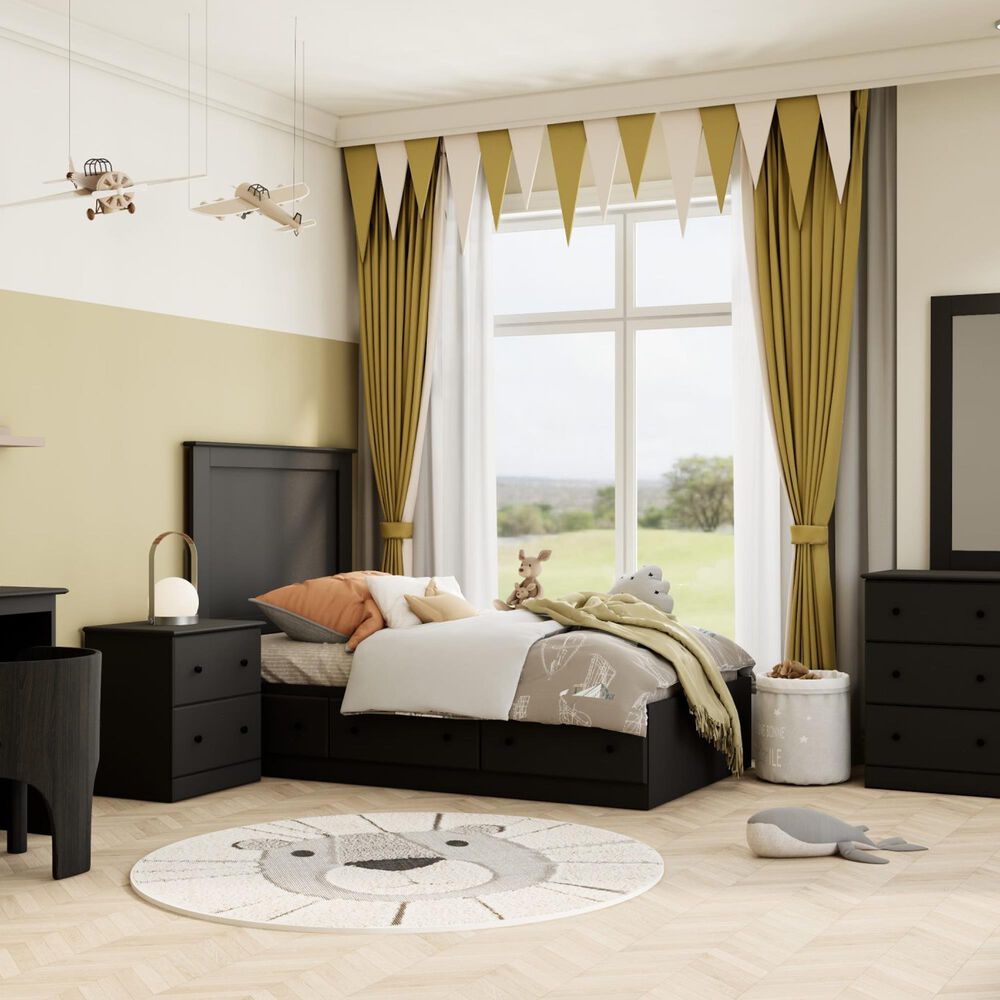 Lemoore Essential Twin Panel Headboard in Soiid Black, , large