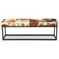 Home Trends & Design New York 54" Bench in Powder Coated Black and Cowhide Leather, , large