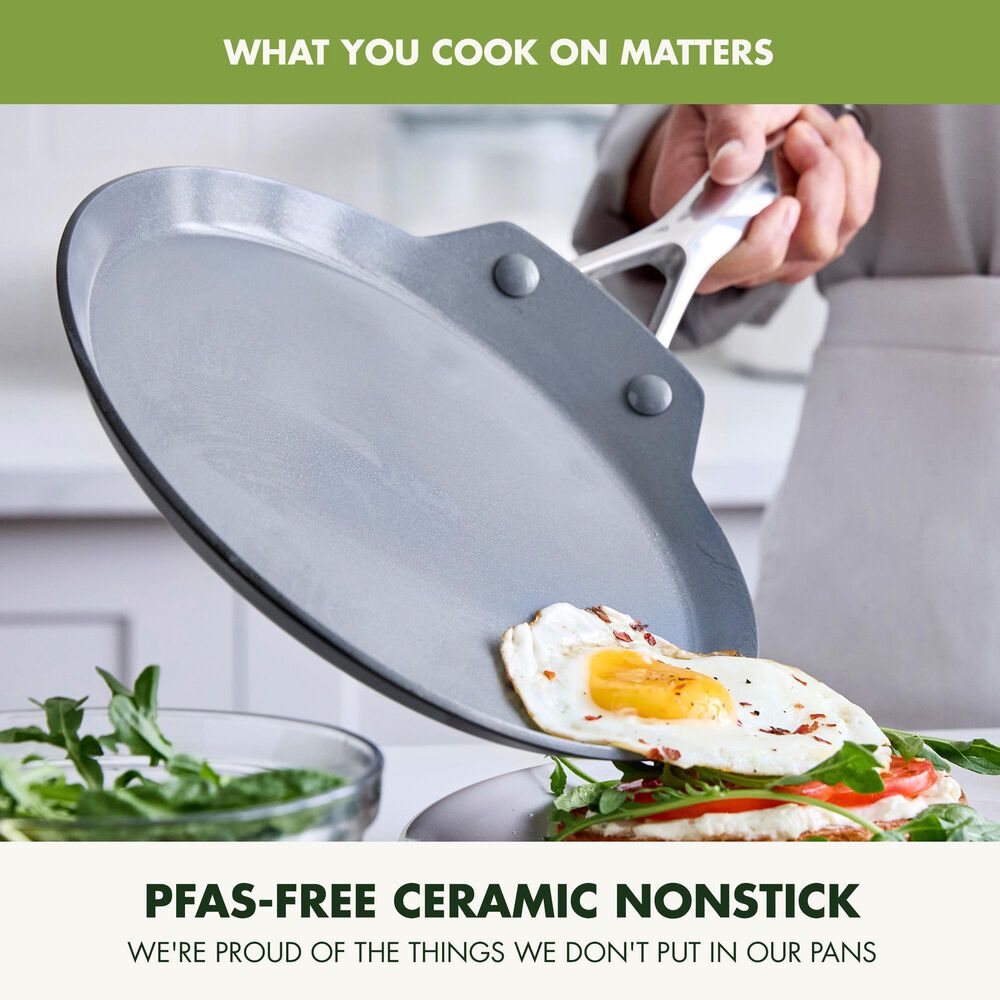 Green Pan Valencia Pro 9.5" Ceramic Nonstick Crepe Pan in Grey, , large