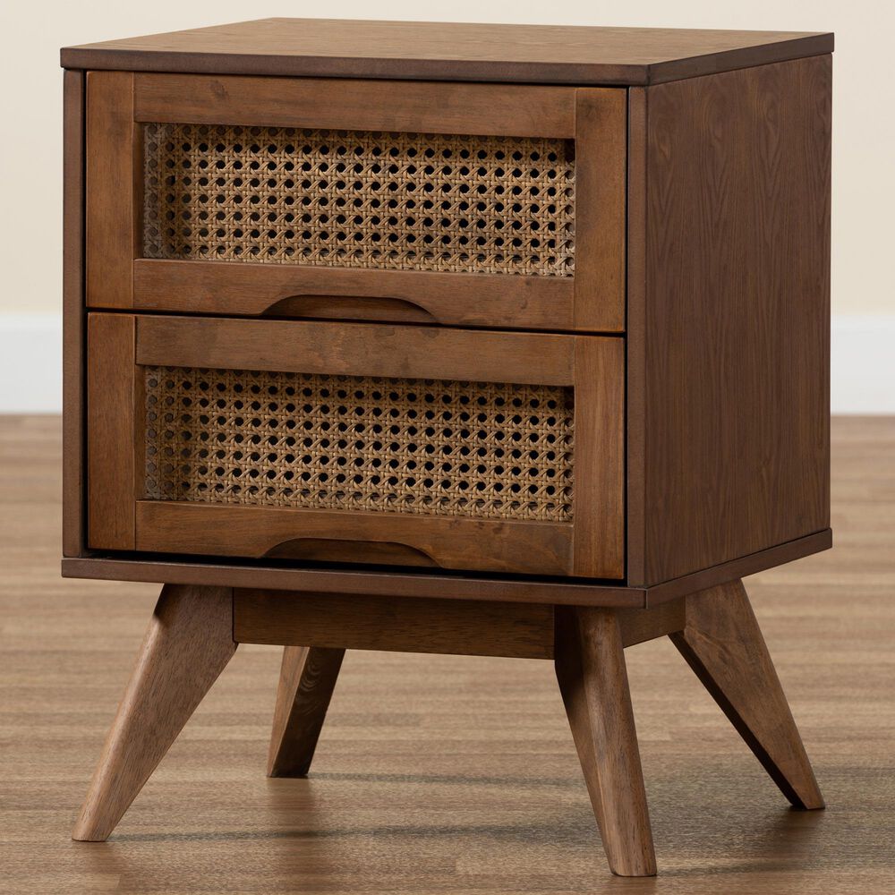 Baxton Studio Barrett 2-Drawer Nightstand in Walnut Brown, , large