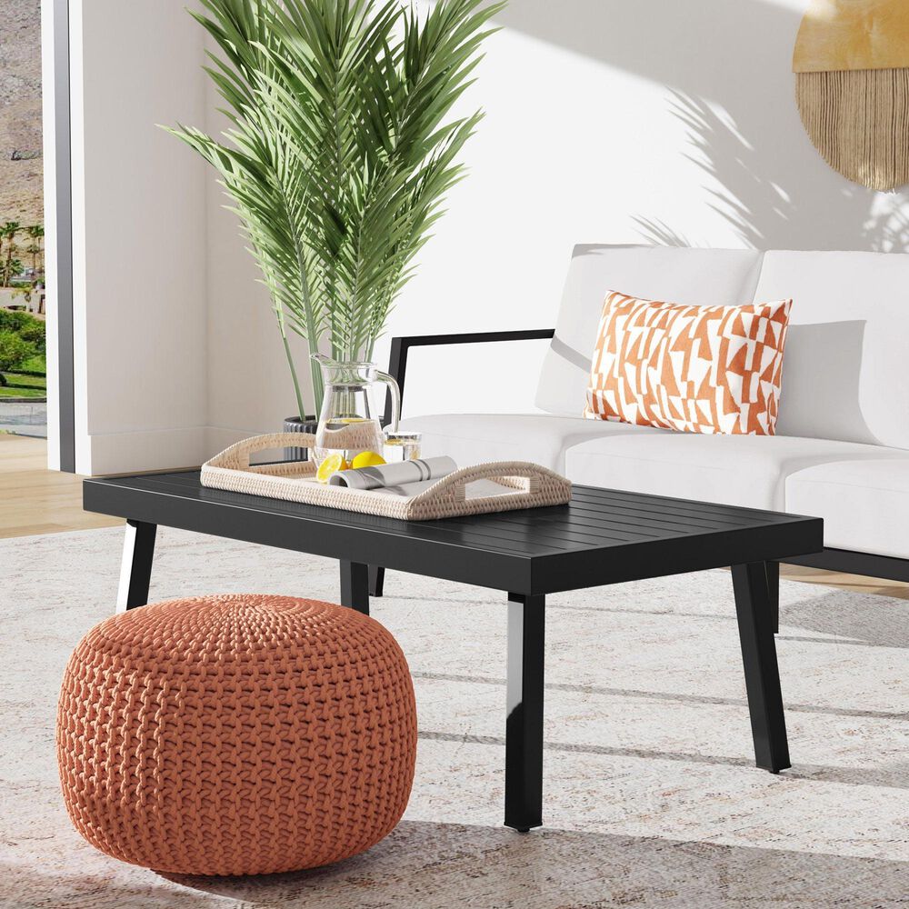 Linon Home Decor Holland Aluminum Coffee Table in Black, , large