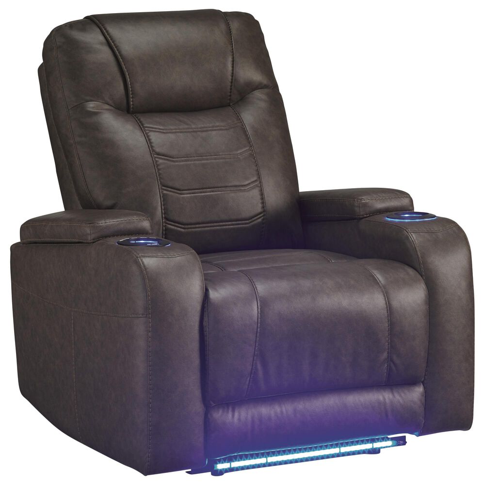 Ashley Schooner Rocks Power Recliner with Adjustable Headrest in Umber, , large