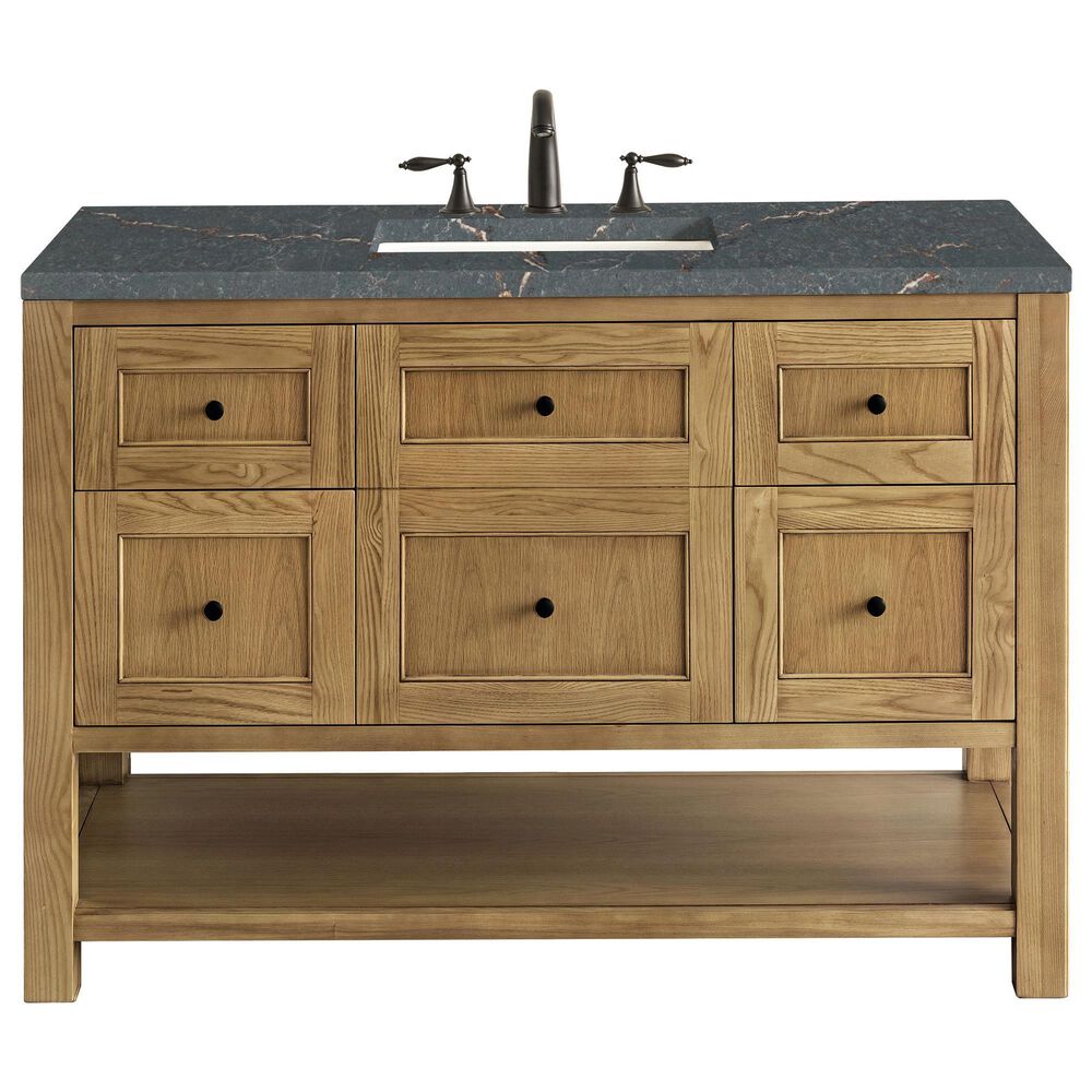James Martin Vanities Breckenridge 48&quot; Single Bathroom Vanity in Light Natural Oak with 3 cm Parisien Bleu Quartz Top and Rectangular Sink, , large