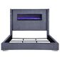 Coaster Tisdall Eastern King Upholstered Fireplace Bed in Grey, , large