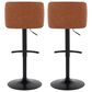 LumiSource Toriano Swivel Adjustable Bar Stool with Camel Faux Leather Upholstery in Black (Set of 2), , large