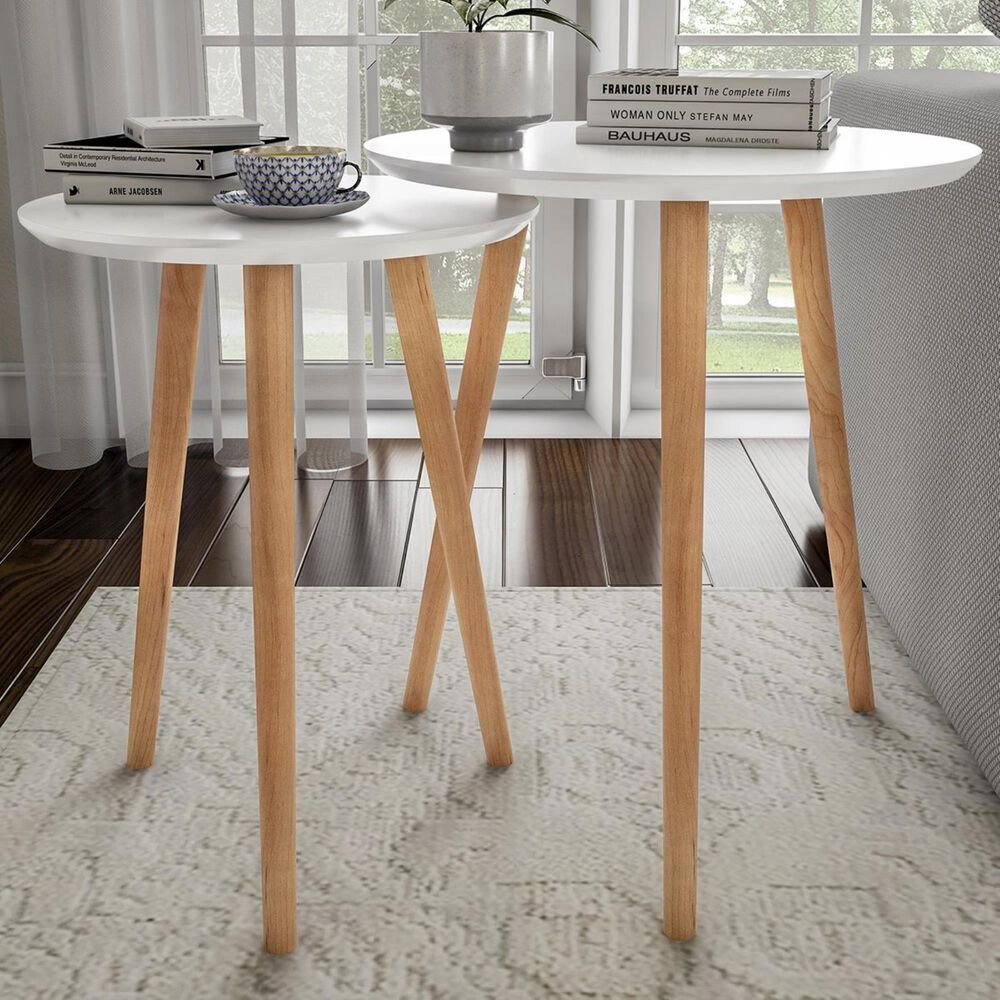 Timberlake Lavish Home 2-Piece Nesting End Tables in White, , large
