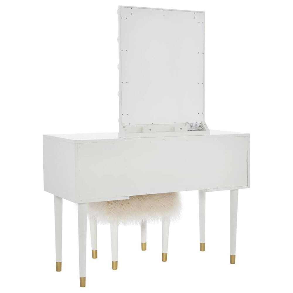 Linden Boulevard Lighted Vanity and Stool Set in White, , large