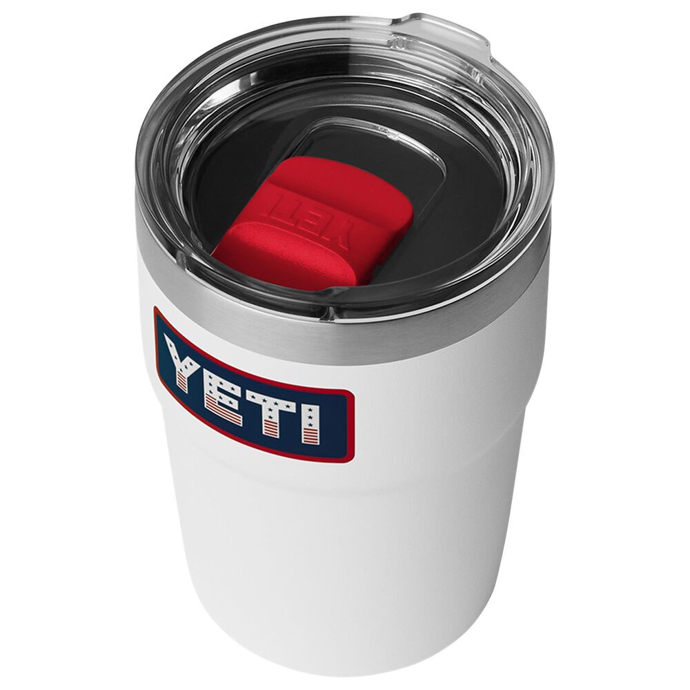 YETI Rambler 16 Oz Stackable Cup with MagSlider Lid in White and Badge, , large