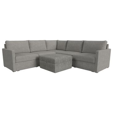 Flexsteel Flex 6-Piece Stationary L-Shaped Sectional with Storage Ottoman in Pebble, , large
