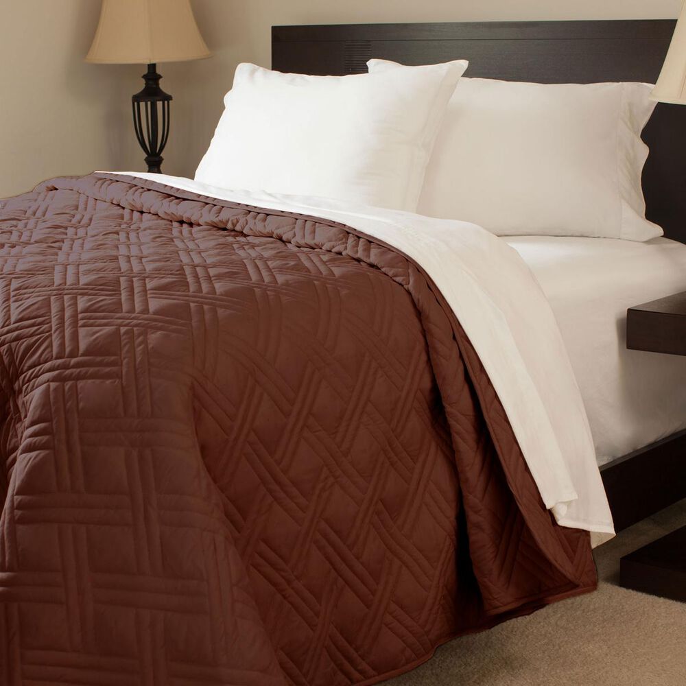 Timberlake Solid Color Bed Quilt in Brown, , large