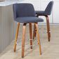 LumiSource Toriano Swivel Counter Stool with Blue Fabric Upholstery in Walnut and Chrome (Set of 2), , large