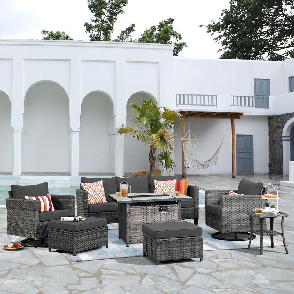 HOMLUX 7 Piece Outdoor Patio Set in Orange, , large