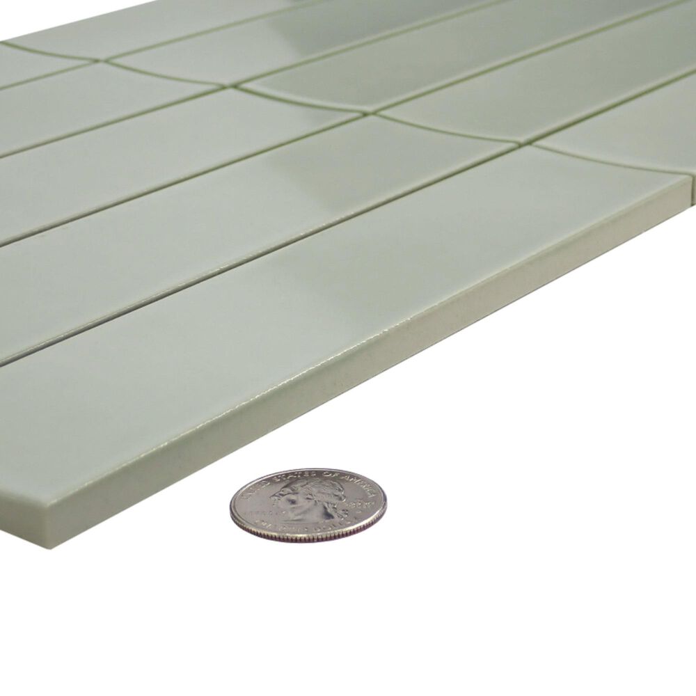 Emser Kaizen Sage 2" x 8" Rectangle on 9" x 15" Satin Porcelain Mosaic Sheet, , large