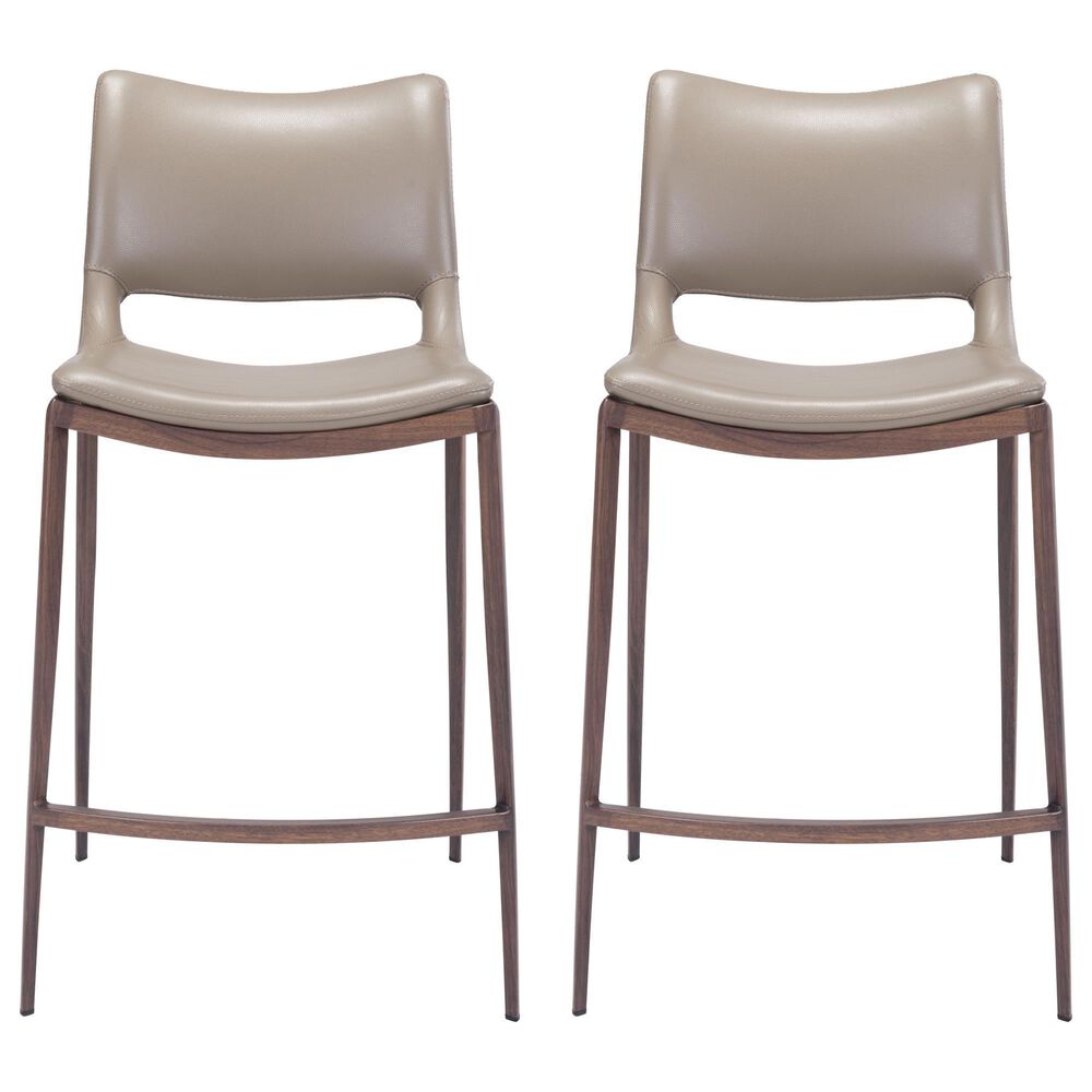 Zuo Modern Ace Counter Chair in Gray/Brown &#40;Set of 2&#41;, , large