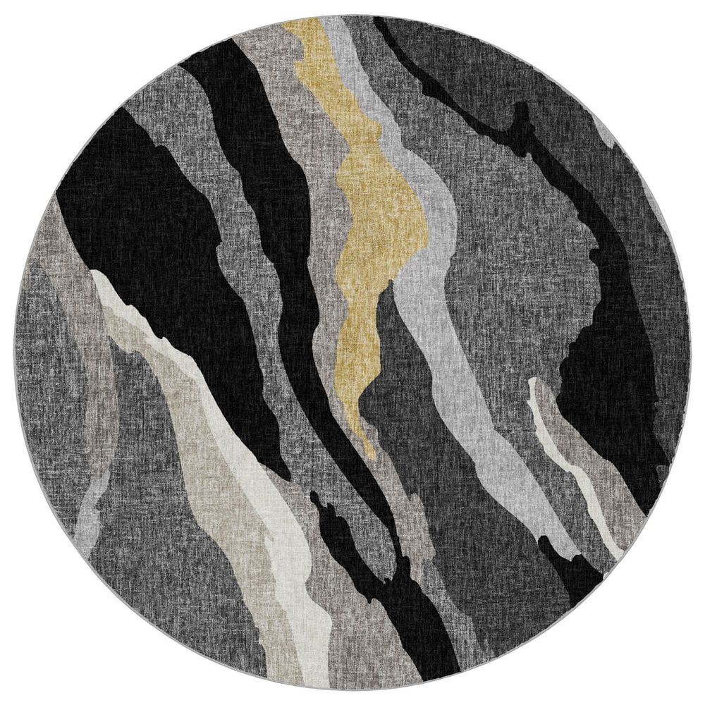 Dalyn Rug Company Lorenzo LN4 Black 8" Round Area Rug, , large