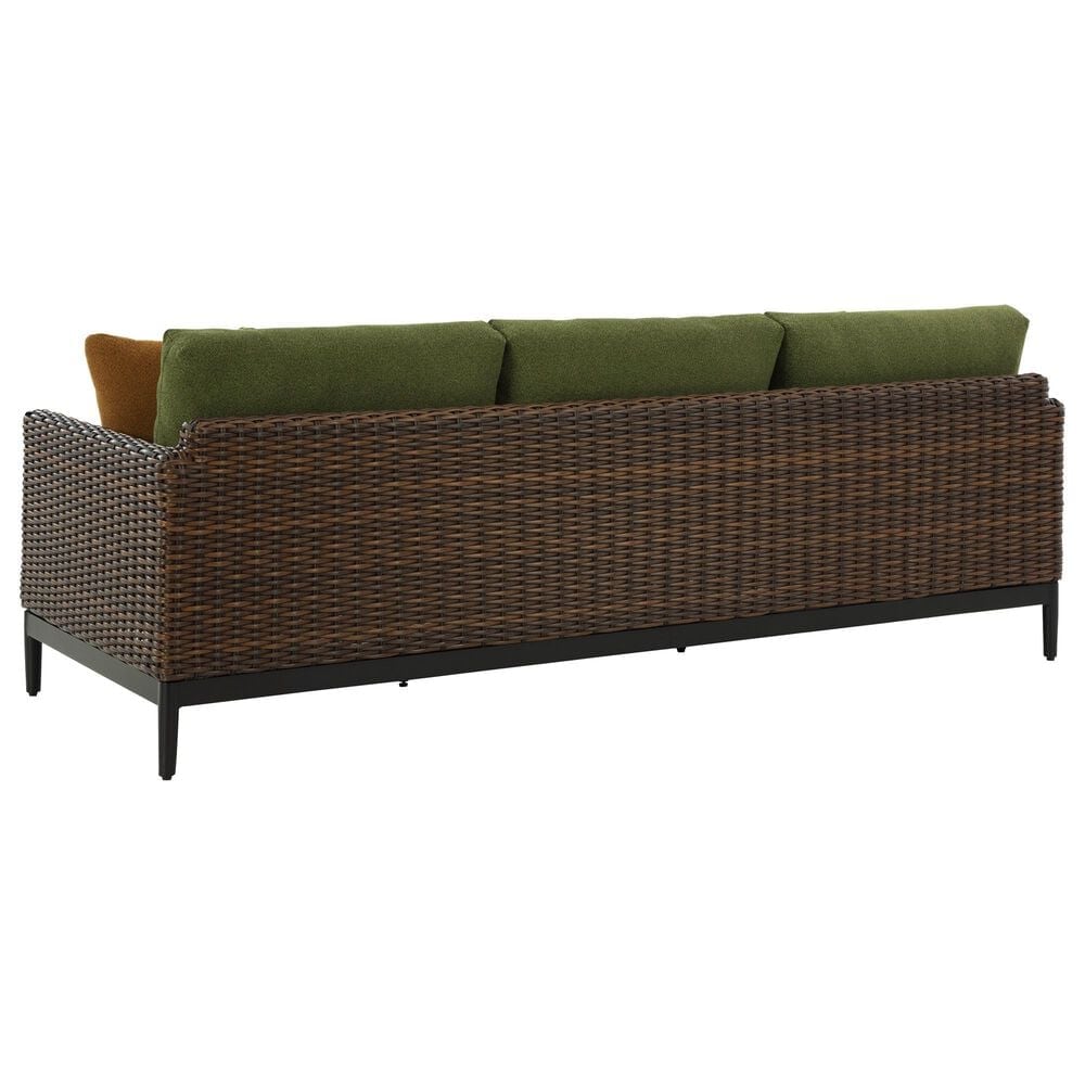 Ashley Horizon Hall Outdoor Sofa with Green Cushion in Brown, , large