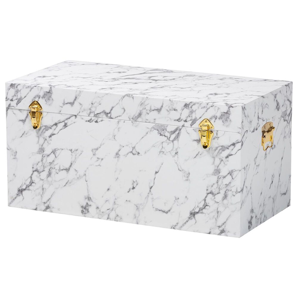 Baxton Studio Brenta Lift-Top Storage Trunk in White and Grey, , large