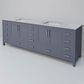Lexora Home Jacques 84" Double Bathroom Vanity in Dark Grey with 2 cm White Carrara Marble Top and Rectangular Sinks, , large