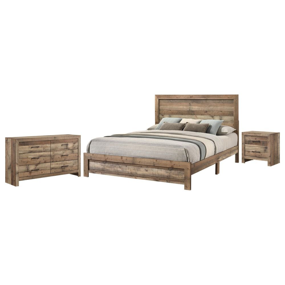 Crown Mark Elmer King Bed with Dresser and Nightstand in Rustic Brown, , large