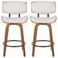 LumiSource Lombardi 26" Swivel Counter Stool with Cream Faux Leather Upholstery in Walnut and Black (Set of 2), , large