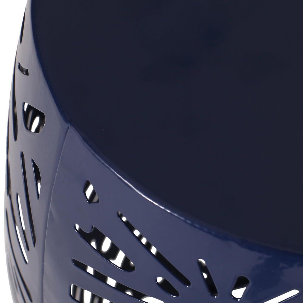Hearth and Haven Outdoor Side Table with Tropical Palm Leaf Pattern in Navy Blue, , large