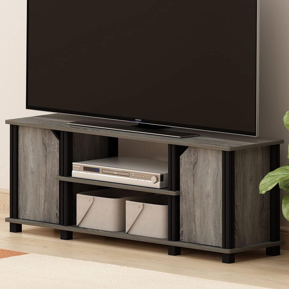 HOMLUX 43.8" TV Stand with 2-Door in French Oak and Black, , large