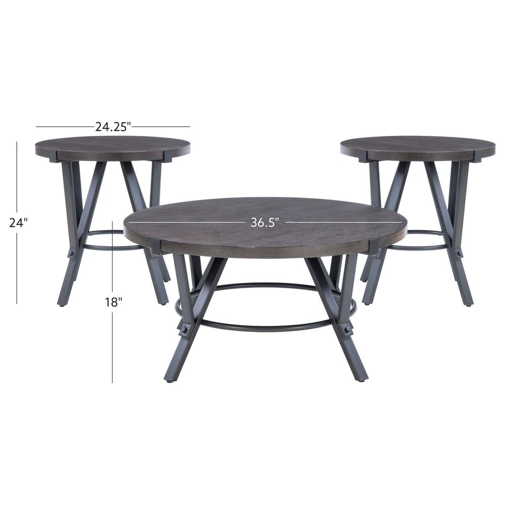 Linon Home Decor Glenroy 3-Piece Occasional Table Set in Charcoal Brown and Charcoal Grey, , large