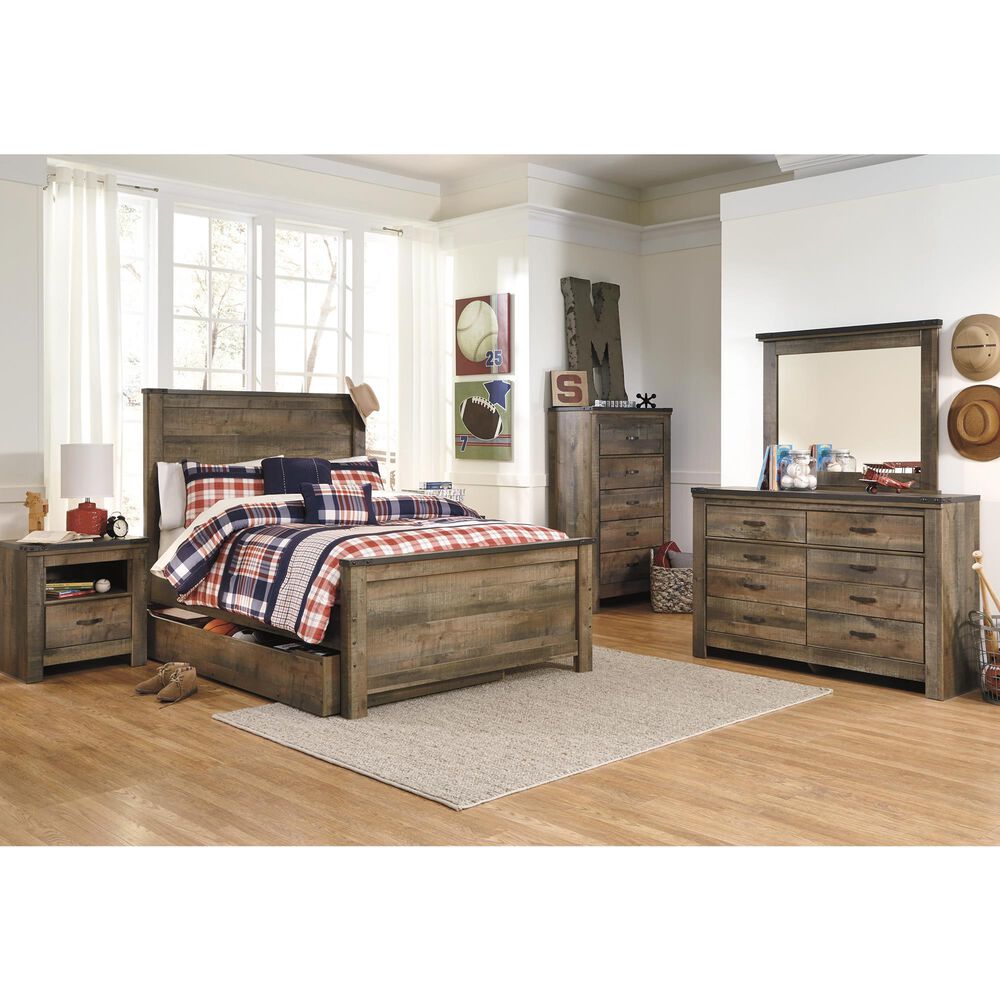 Ashley Trinell 4-Piece Full Storage Bedroom Set in Brown, , large