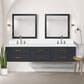 Lexora Home Castor 84" Double Bathroom Vanity in Black with 2 cm White Quartz Top and Rectangular Sinks, , large