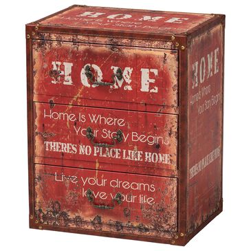 Baxton Studio Lorand 3-Drawer Storage Trunk in Red, , large