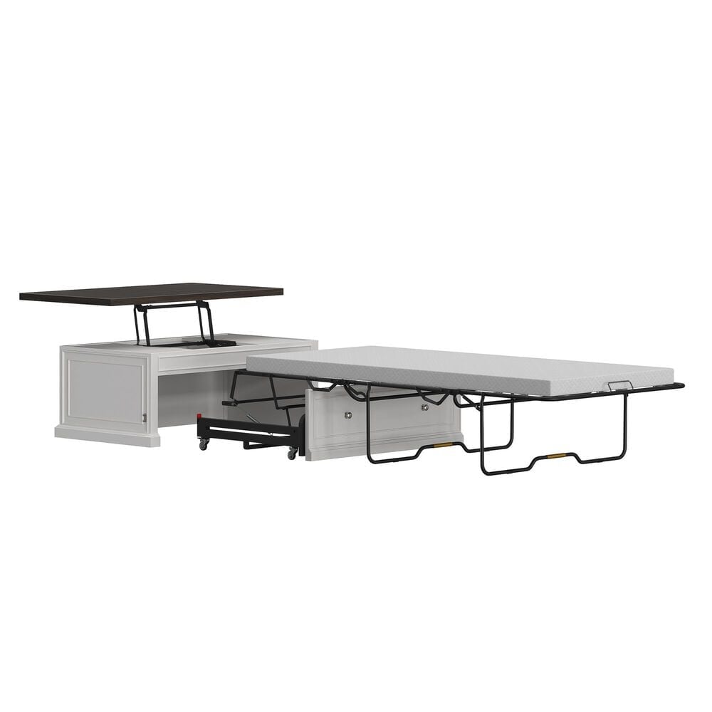 Richlands Furniture Soren Lift Top Dream Console with Twin Convertible Bed in White and Brown, , large
