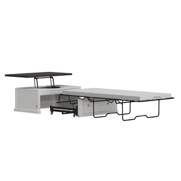 Richlands Furniture Soren Lift Top Dream Console with Twin Convertible Bed in White and Brown, , large