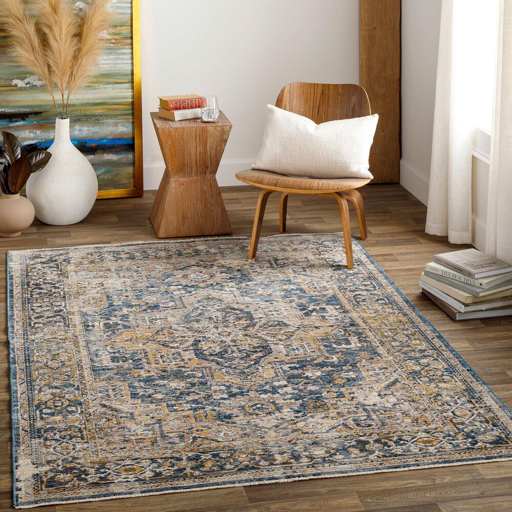 Surya Aspendos APS-2323 7&#39;10&quot; x 10&#39;2&quot; Teal, Mustard, Black, Medium Gray, Charcoal and Light Beige Area Rug, , large