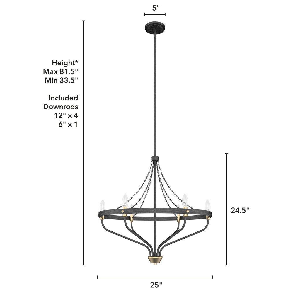 Hunter Merlin 6-Light Chandelier in Rustic Iron and Alturas Gold, , large