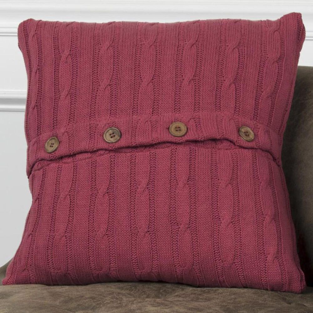Rizzy Home 18" x 18" Pillow Cover in Red with Buttons, , large