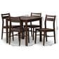 Baxton Studio Lovy 5-Piece Square Dining Set in Walnut, , large