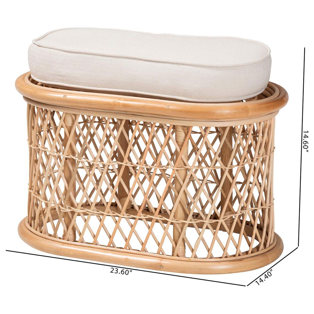 bali &amp; pari Ladonna Ottoman Footstool with Natural Rattan in Neutral, , large