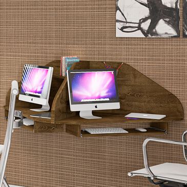 Dayton Bradley 2-Piece Cubicle Section Desk in Rustic Brown, , large