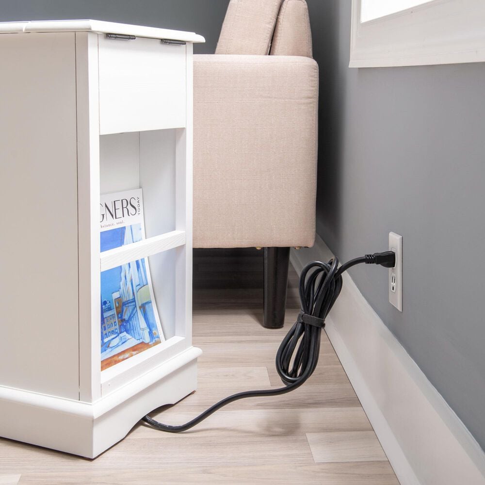 Linon Home Decor Barron Accent Table with USB Charging Station in White, , large